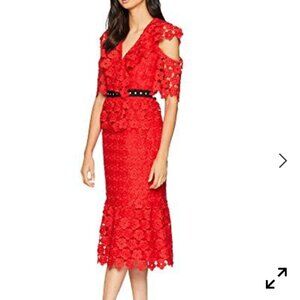 Juicy Couture Floral Guipure Ruffle Sleeve V-Neck Dress